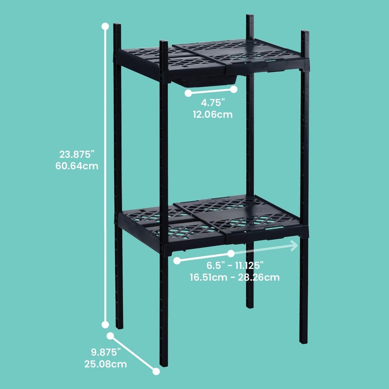 LockerMate Double Locker Shelf, Adjustable Width and Height to Fit Most School Lockers, Black - Image 2